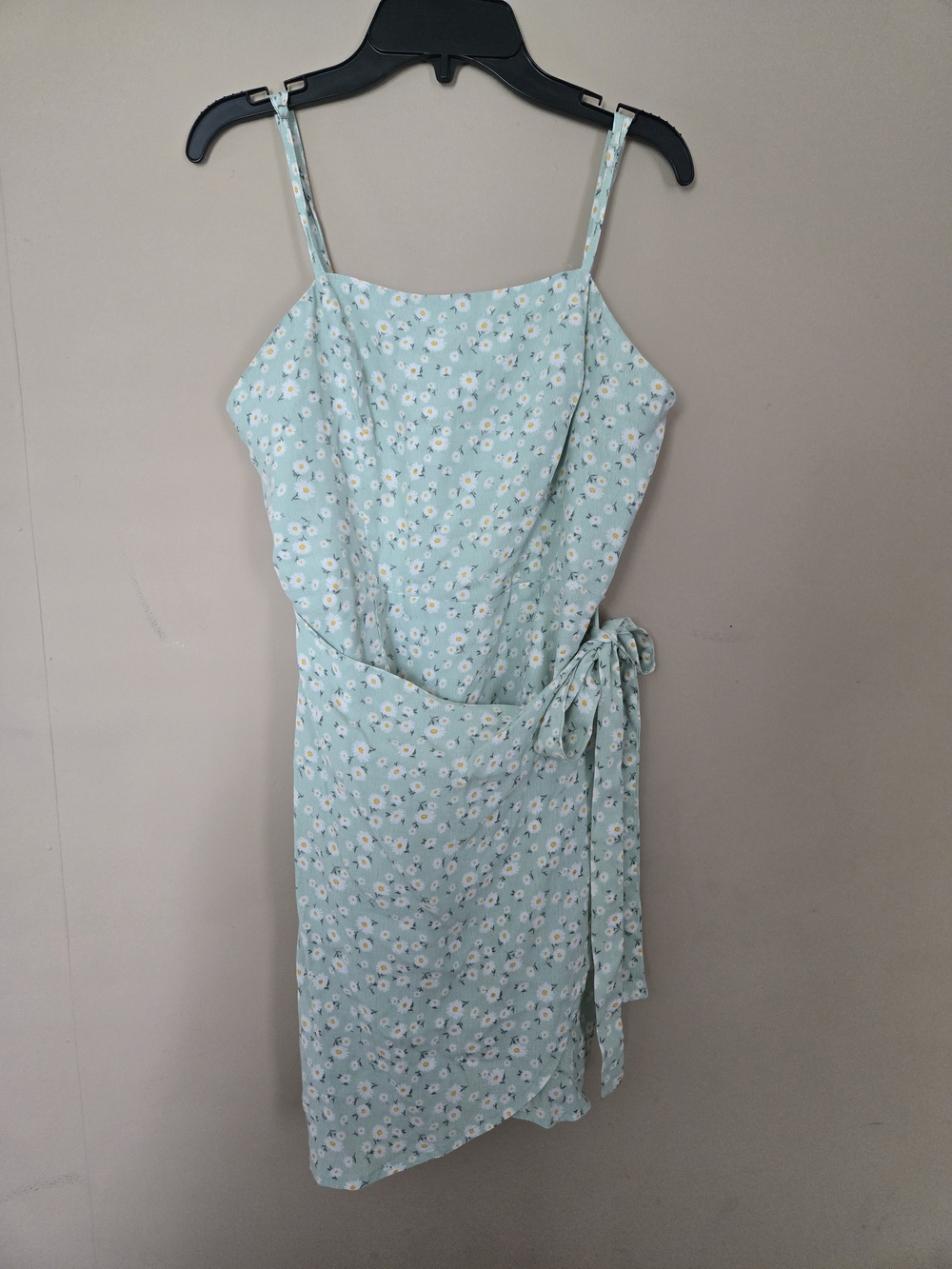 Forever 21 Mint Floral Spaghetti Strap Tie-Waist Mini Dress